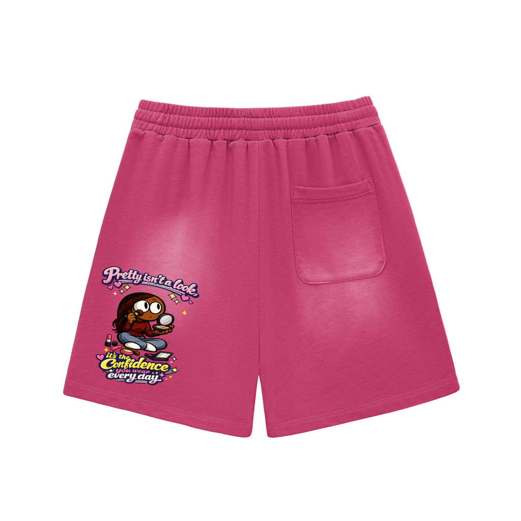 Glamour Sun Fade Raw Edge Cotton Shorts