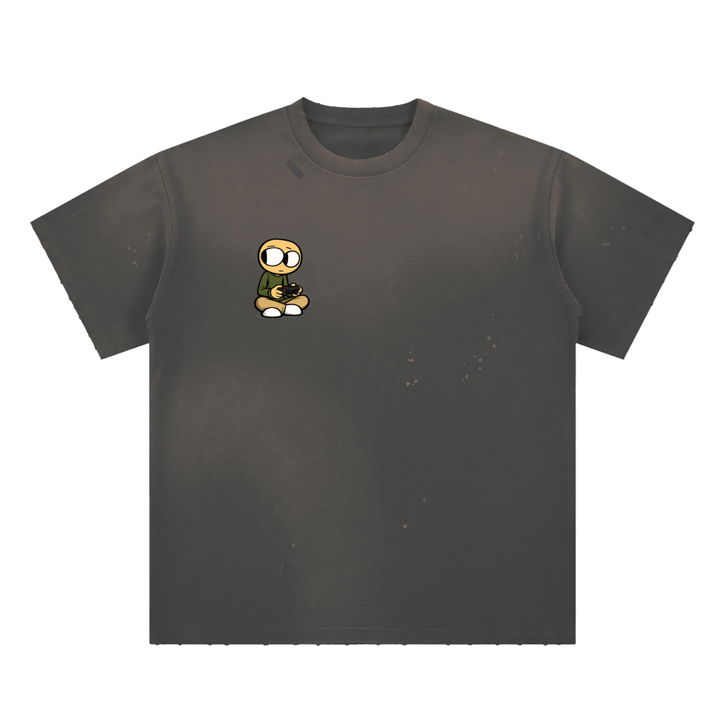 Gamer Hand-Frayed Sunfade Paint Splatter T-Shirt