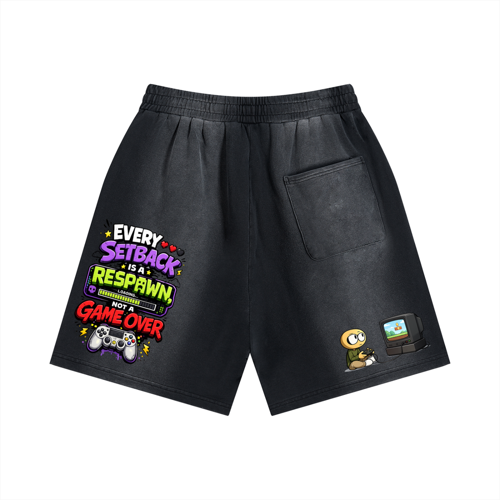 Gamer Sun Fade Distressed Shorts