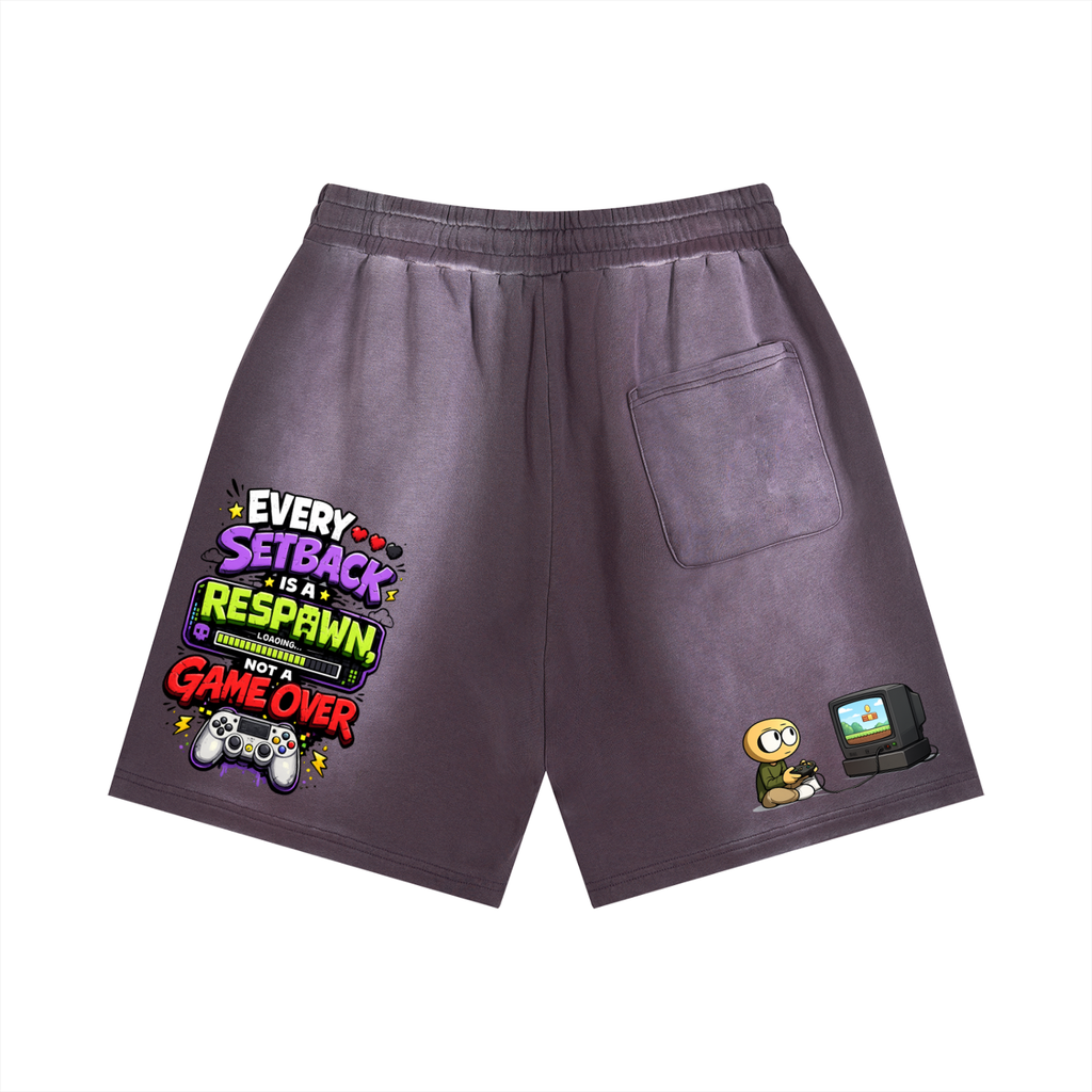 Gamer Sun Fade Distressed Shorts