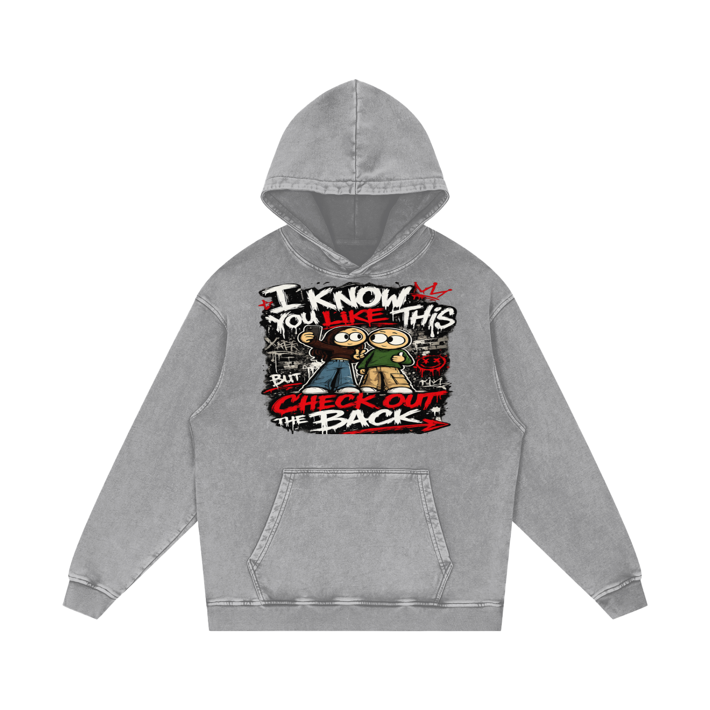 Snow Washed Loose Cotton Hoodie