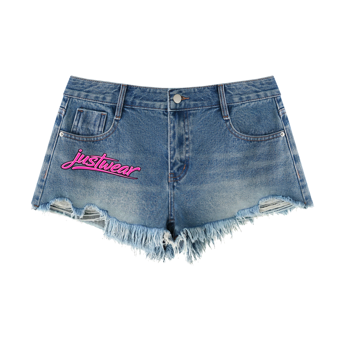 Glamour Women's Vintage Wash Raw Hem Denim Shorts