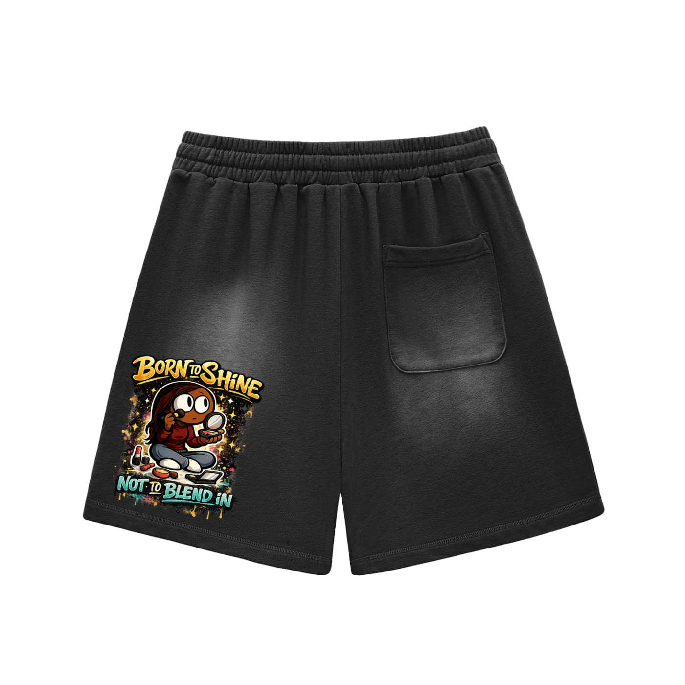 Glamour Sun Fade Raw Edge Cotton Shorts
