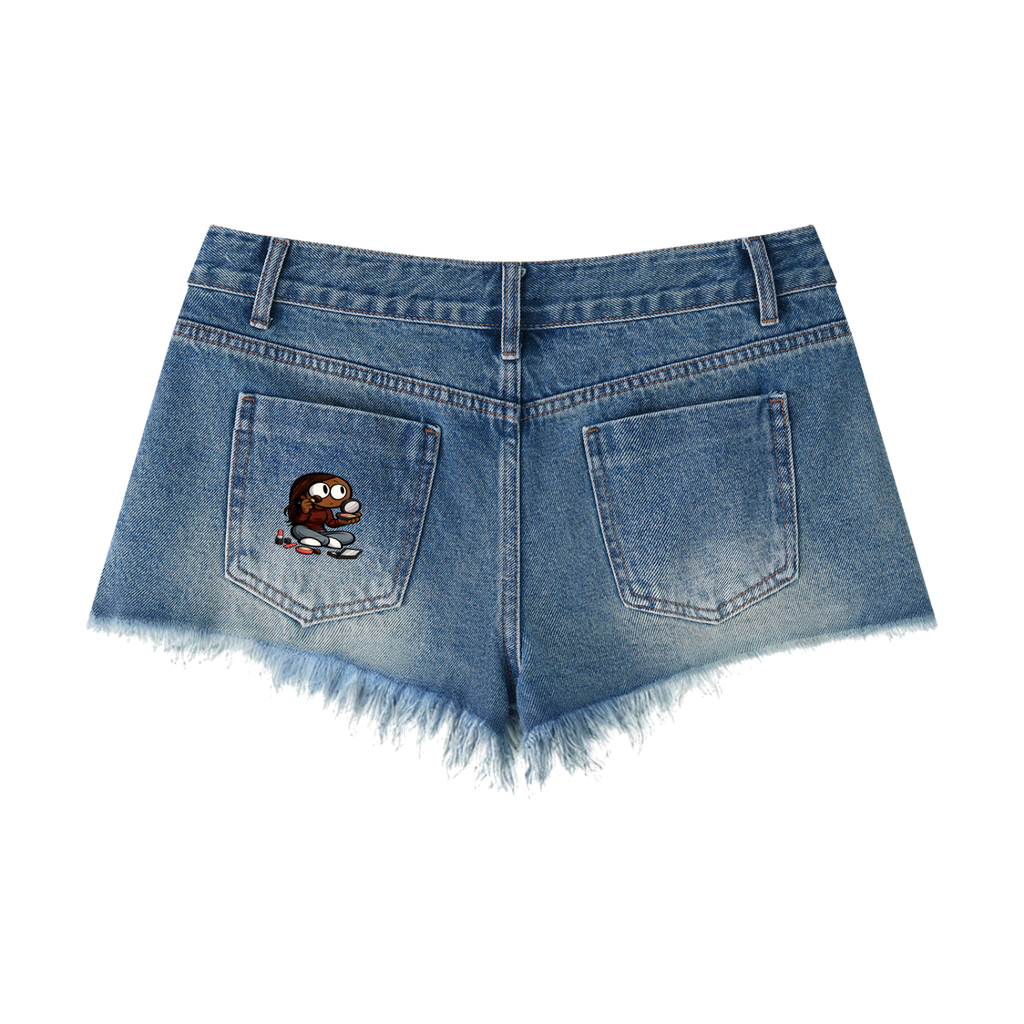 Glamour Women's Vintage Wash Raw Hem Denim Shorts