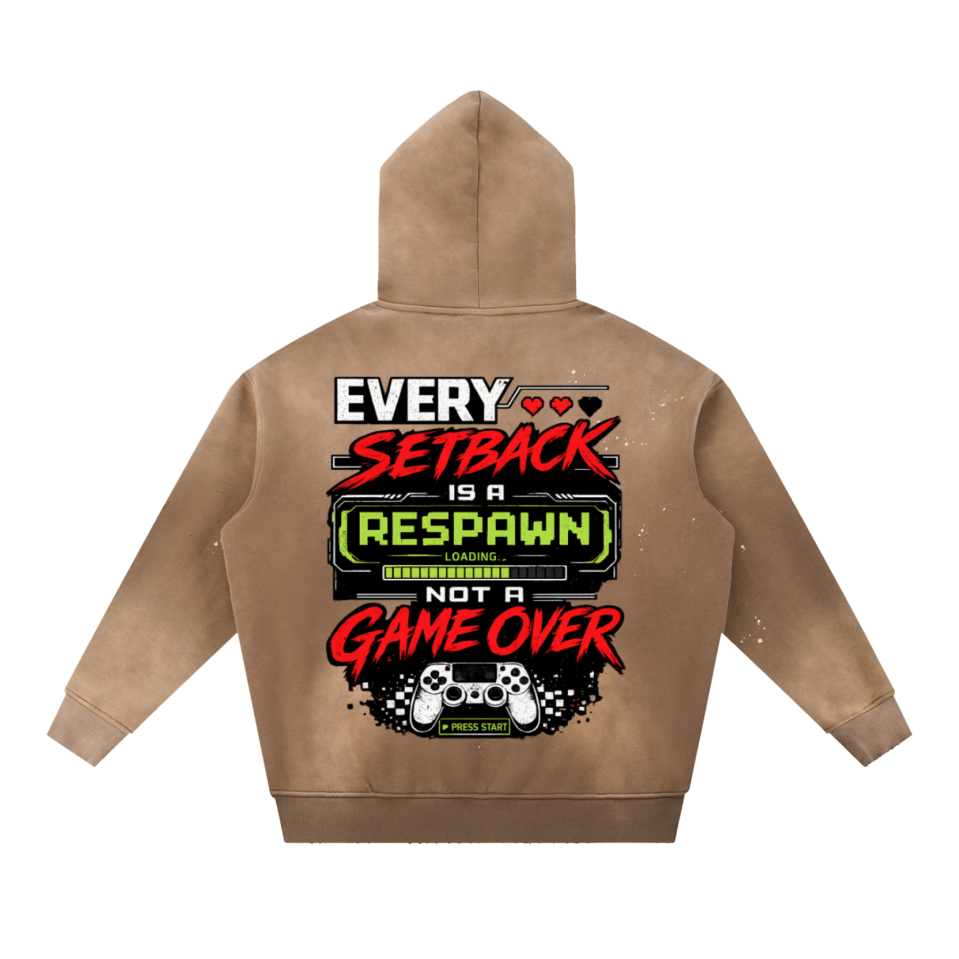 Gamer Vintage Washed Frayed Fleece Hoodie