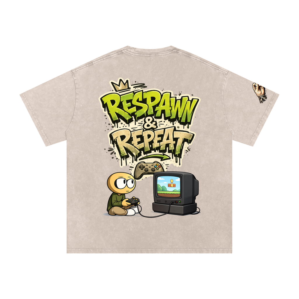 Gamer Snow Washed Oversized Cotton T-Shirt
