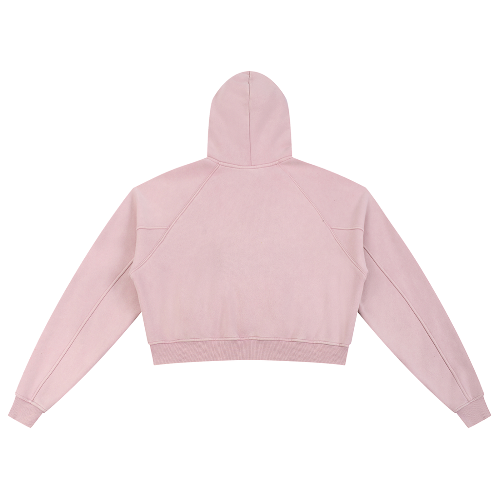 Glamour Snow Washed Cropped Hoodie