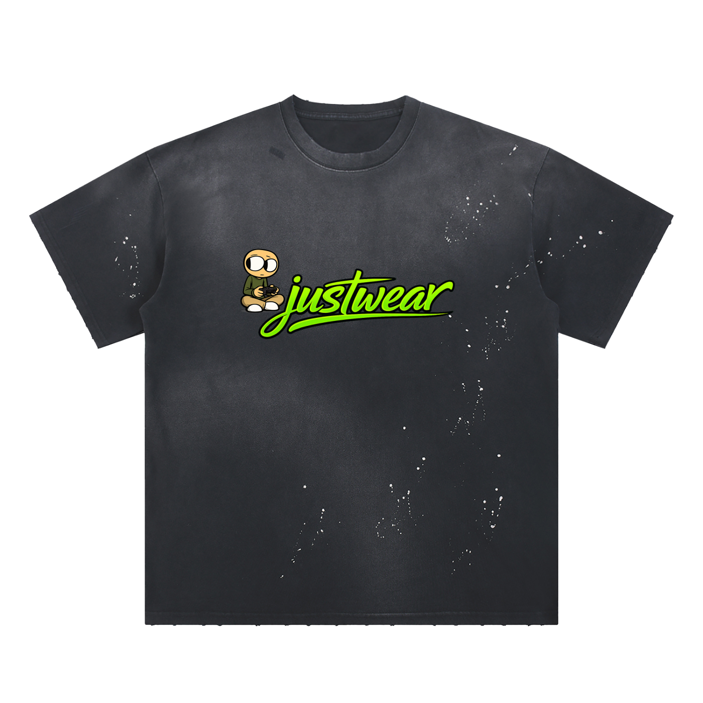 Gamer Hand-Frayed Sunfade Paint Splatter T-Shirt