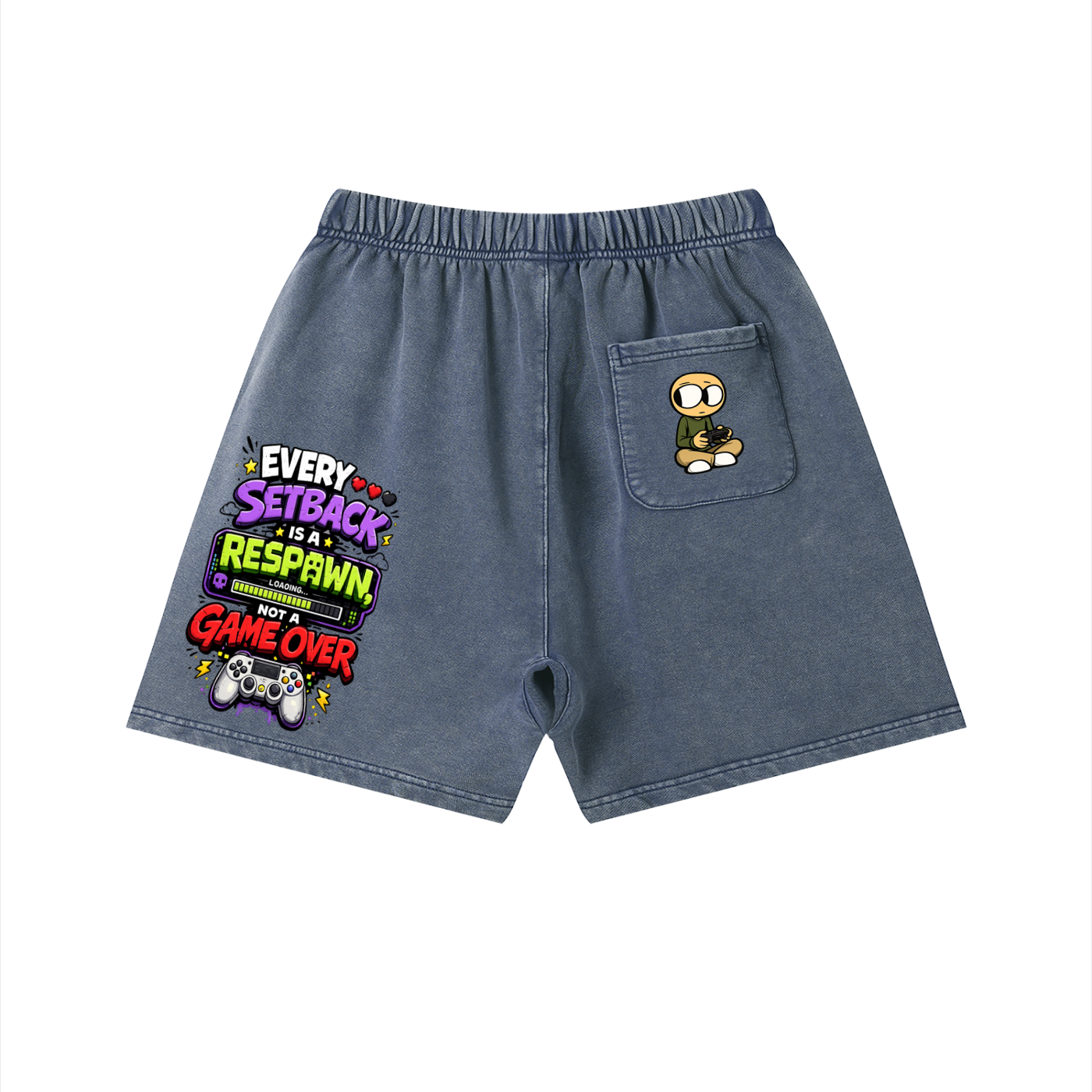 Gamer Vintage Wash Cotton Shorts