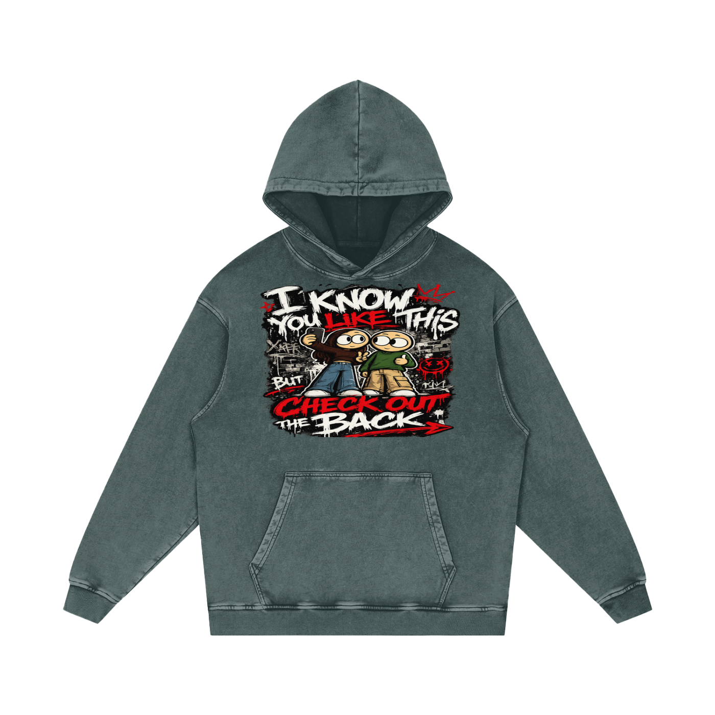 Snow Washed Loose Cotton Hoodie