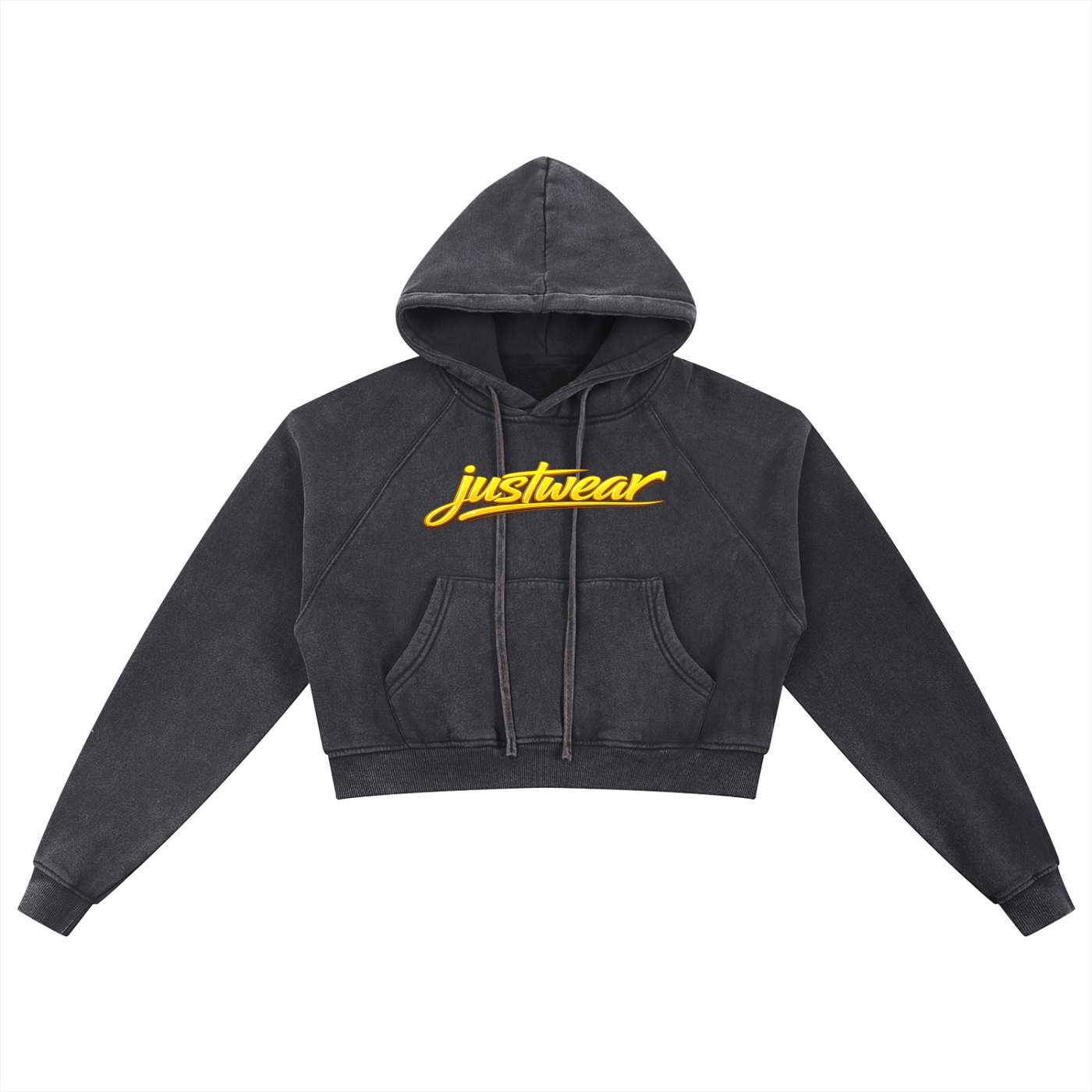 Glamour Snow Washed Cropped Hoodie