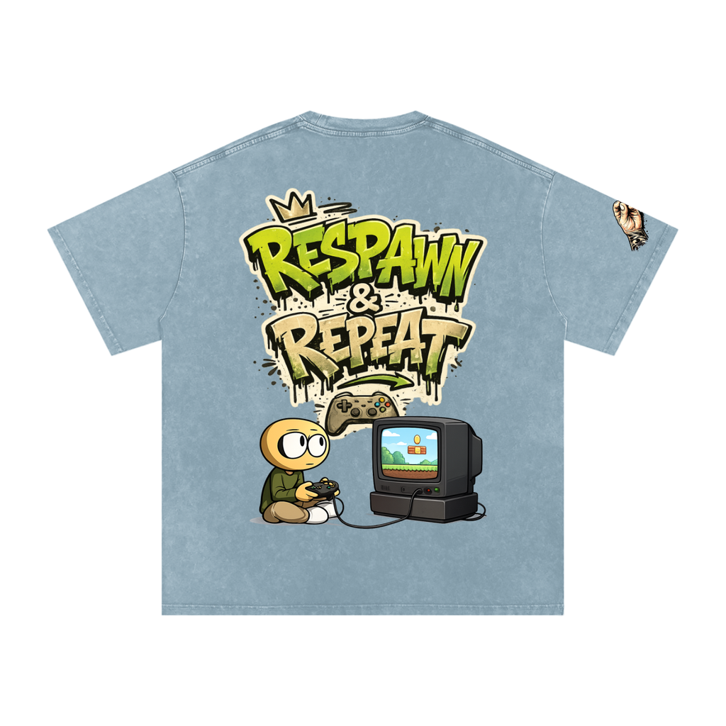 Gamer Snow Washed Oversized Cotton T-Shirt