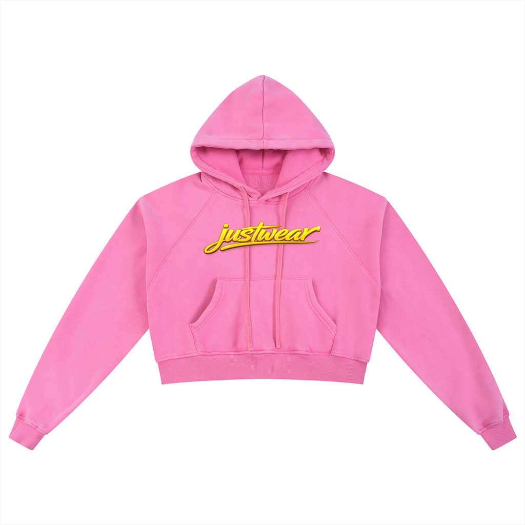 Glamour Snow Washed Cropped Hoodie