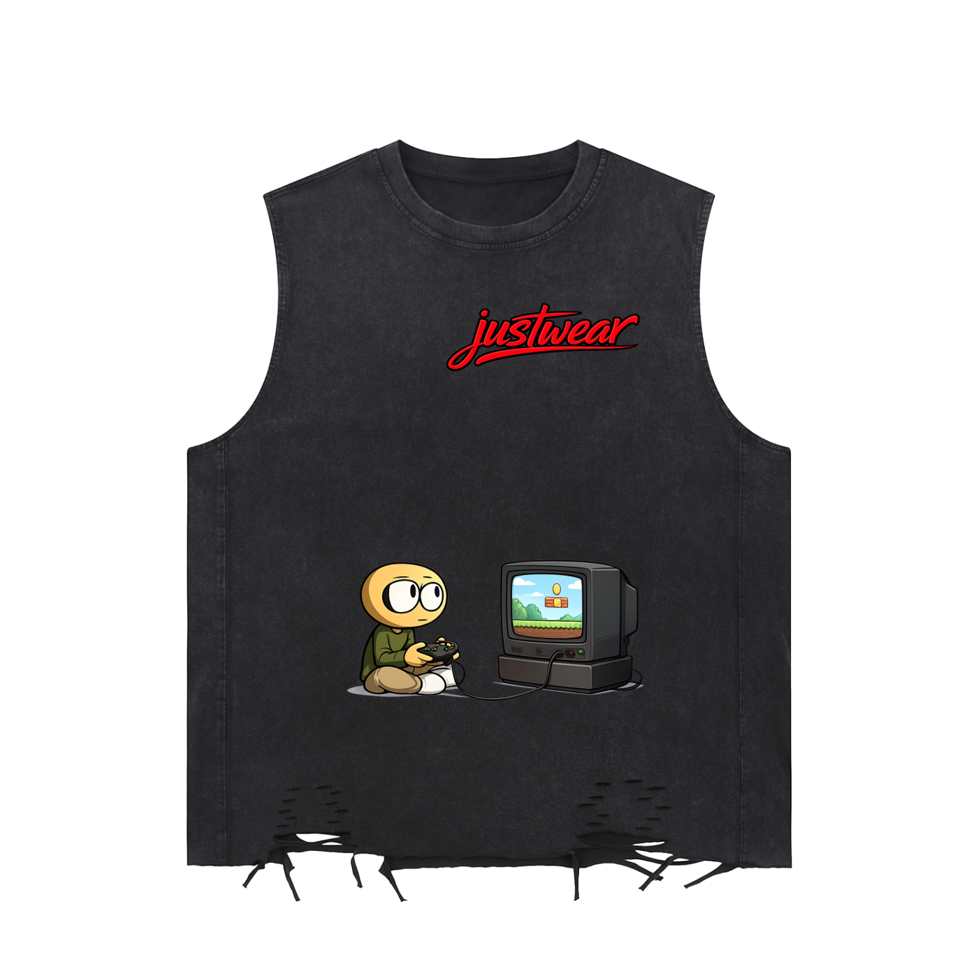 Gamer Snow Washed Raw-Hem Tank Top