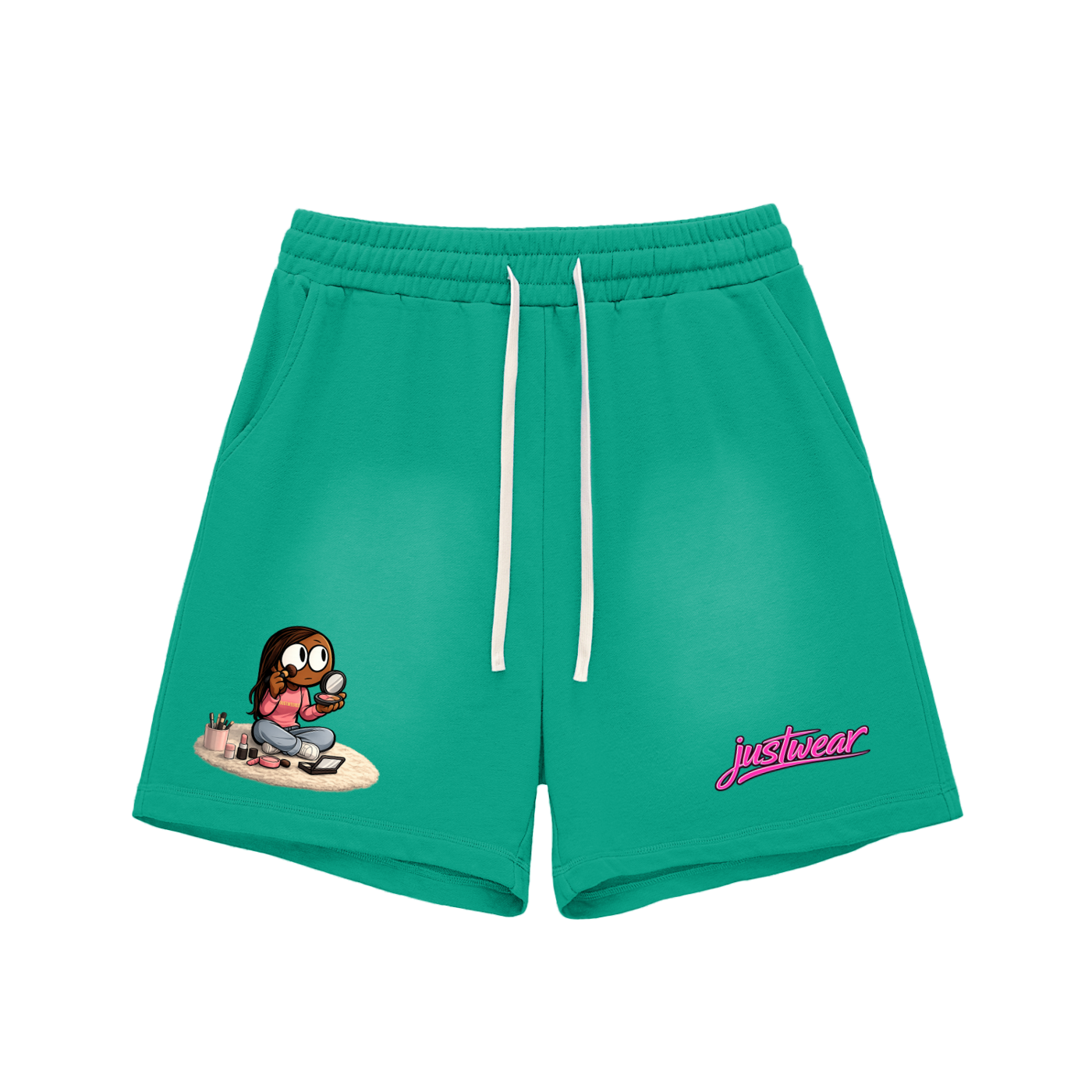 Glamour Sun Fade Raw Edge Cotton Shorts