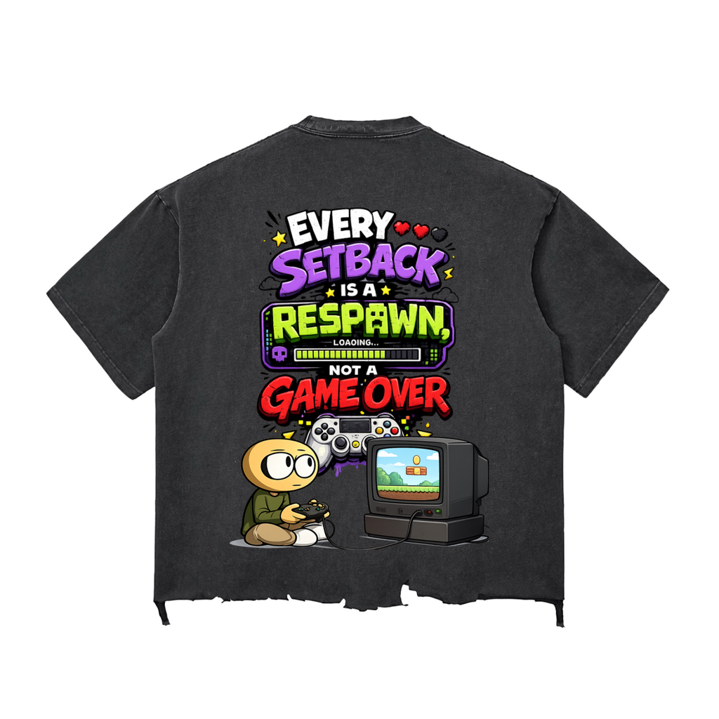 Gamer Snow Wash Raw-Hem Boxy T-shirt