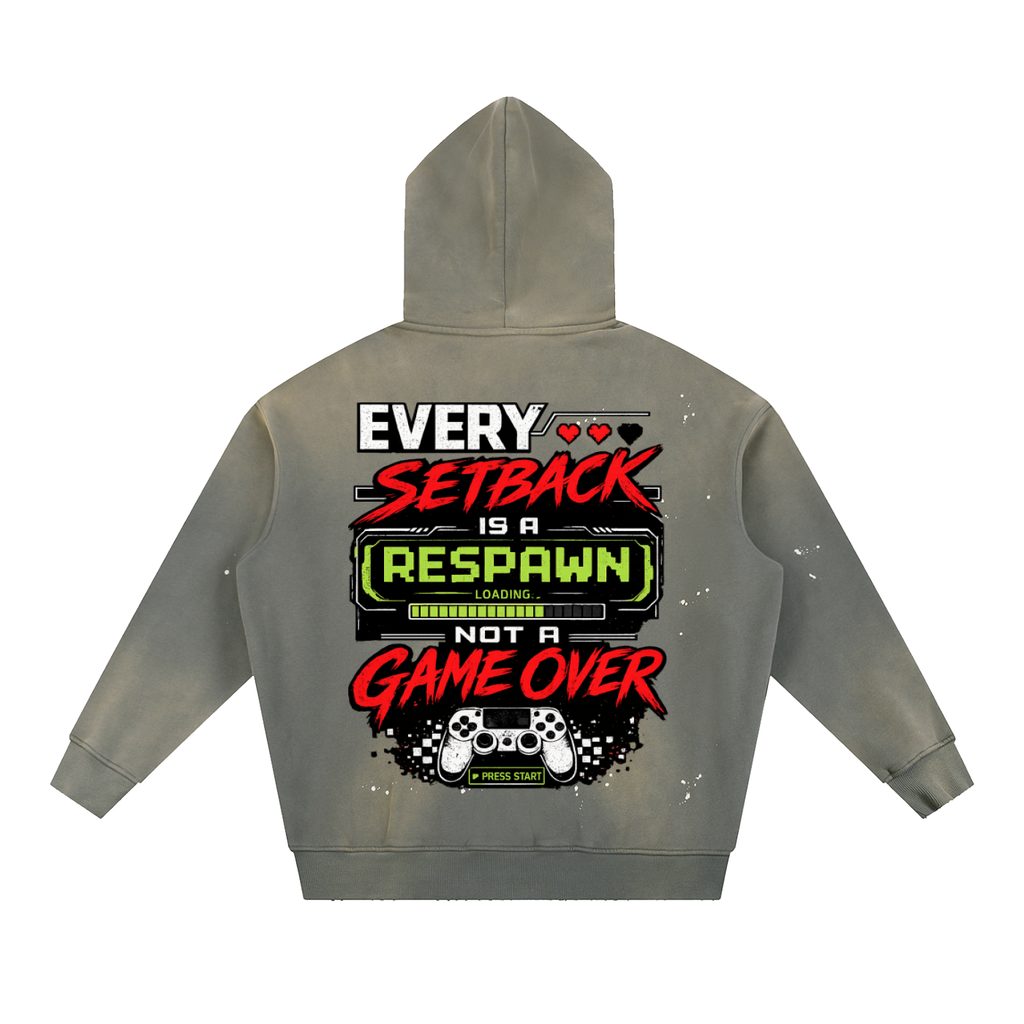 Gamer Vintage Washed Frayed Fleece Hoodie