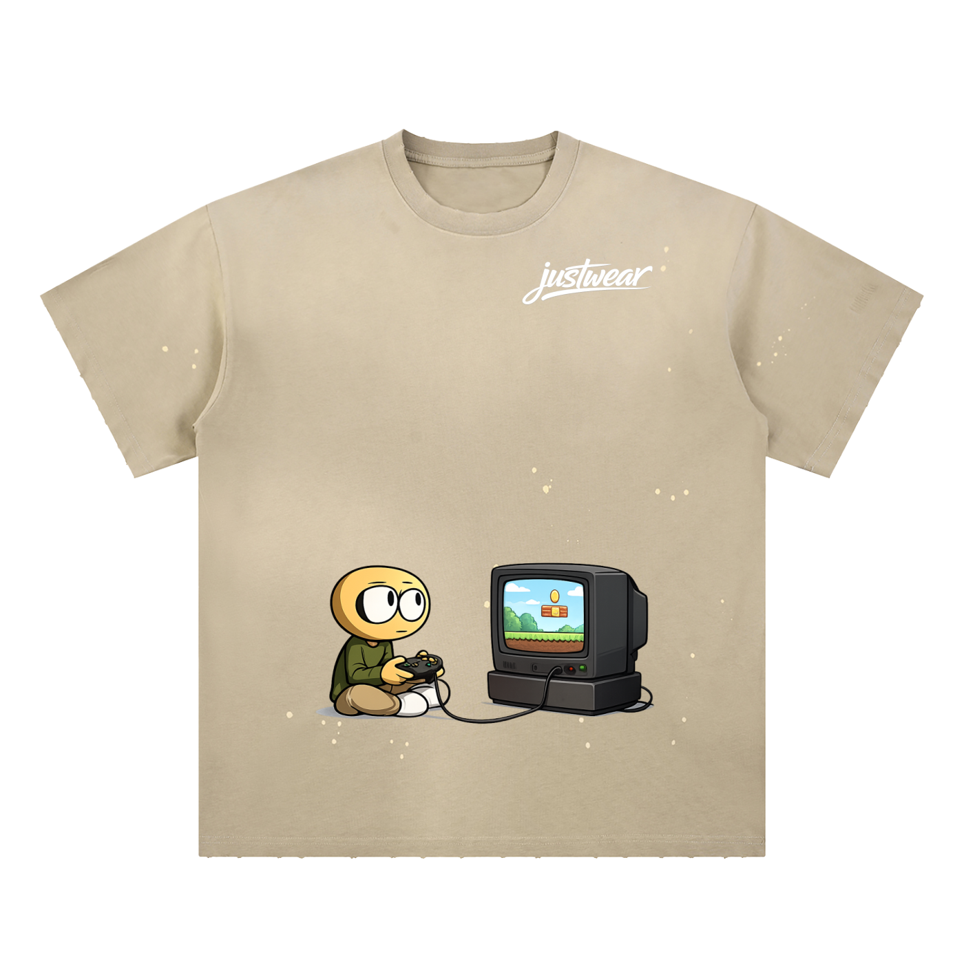 Gamer Hand-Frayed Sunfade Paint Splatter T-Shirt