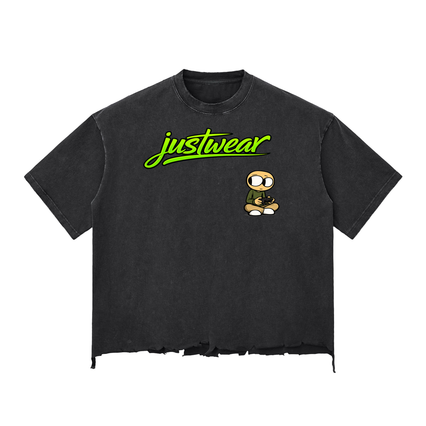 Gamer Snow Wash Raw-Hem Boxy T-shirt