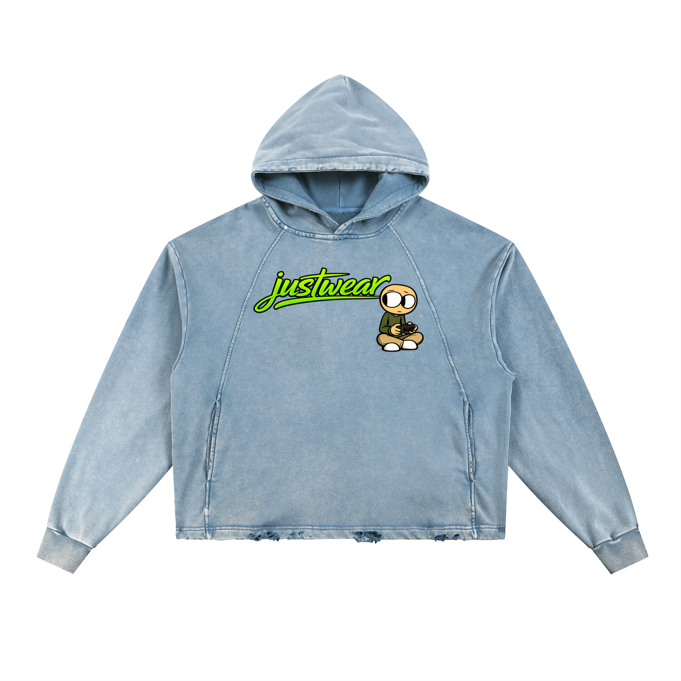 Gamer Vintage Washed Frayed-Hem Hoodie