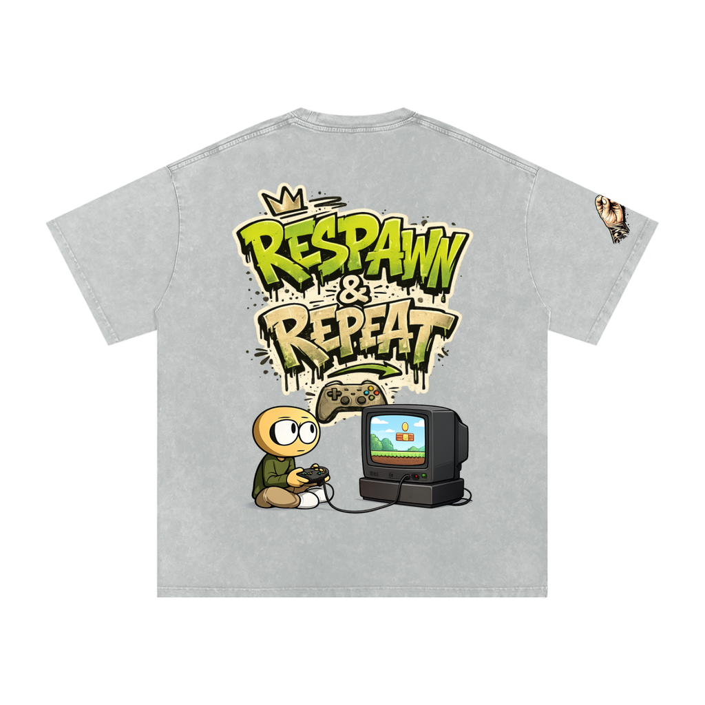 Gamer Snow Washed Oversized Cotton T-Shirt