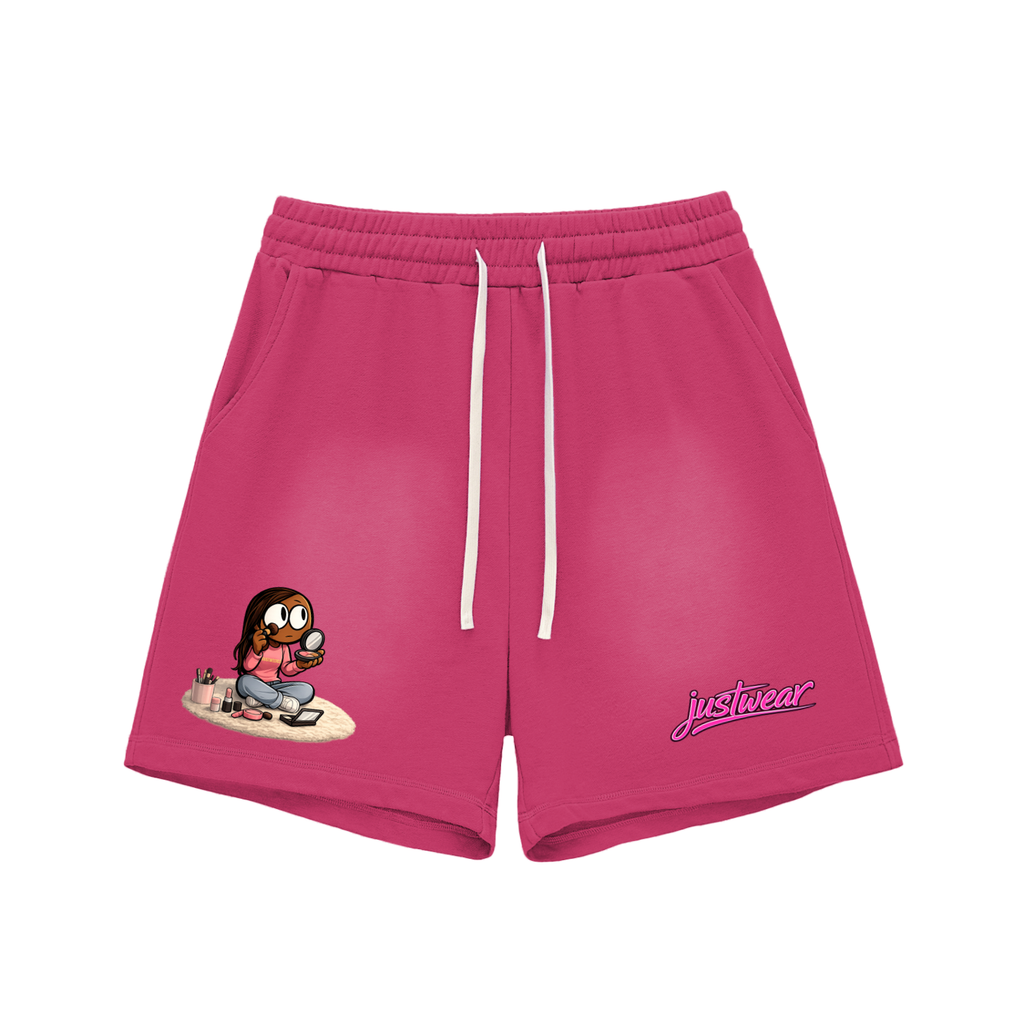 Glamour Sun Fade Raw Edge Cotton Shorts