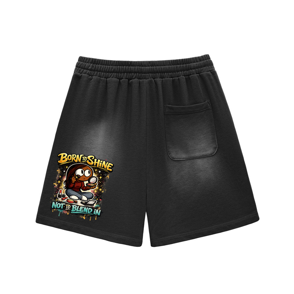 Glamour Sun Fade Raw Edge Cotton Shorts