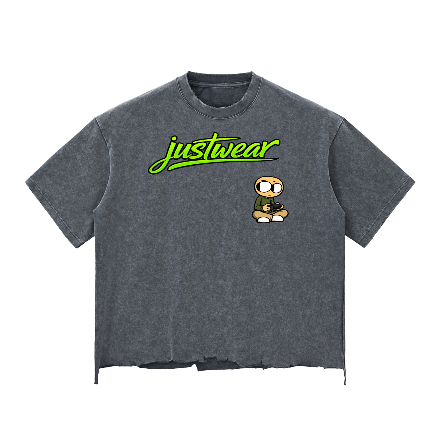 Gamer Snow Wash Raw-Hem Boxy T-shirt