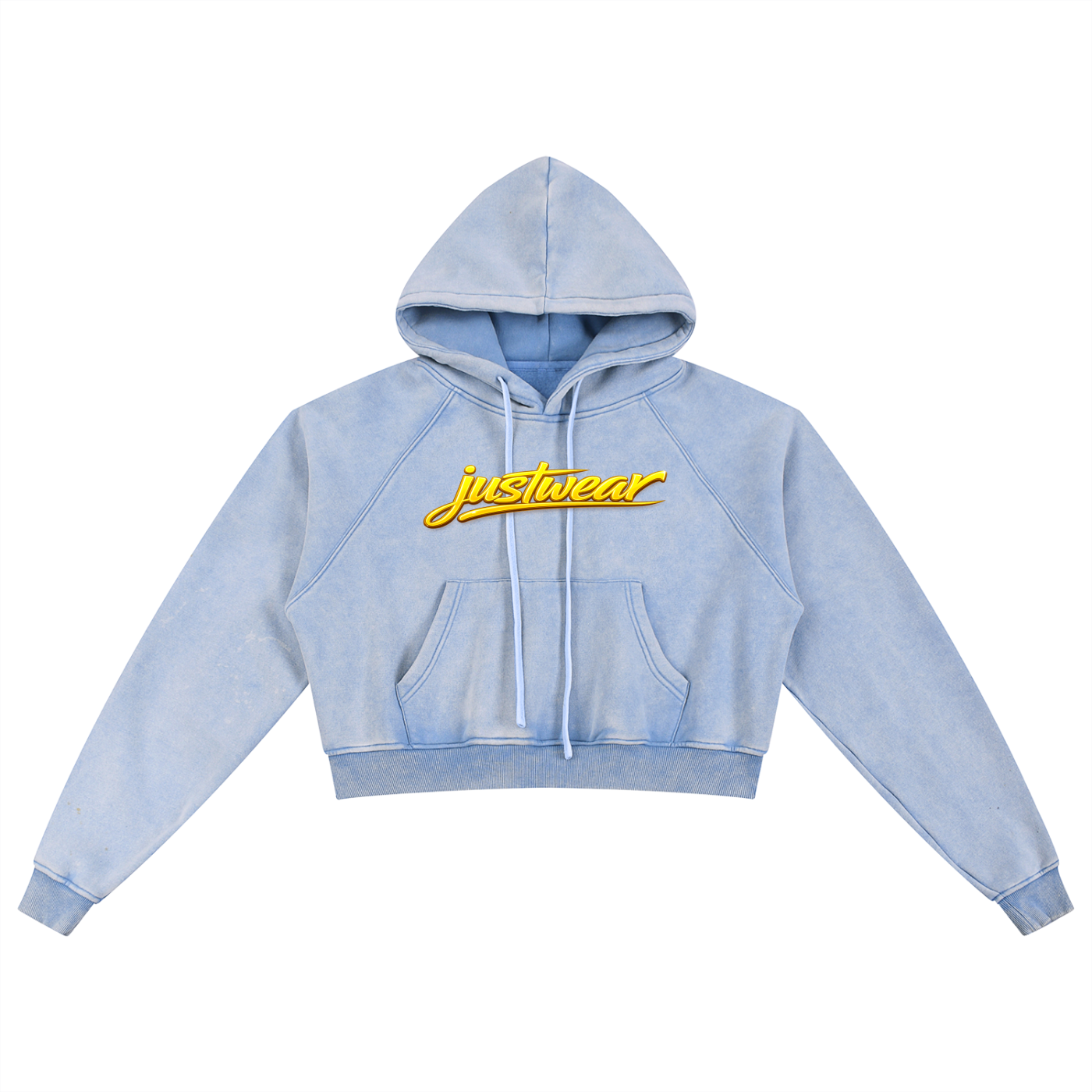 Glamour Snow Washed Cropped Hoodie