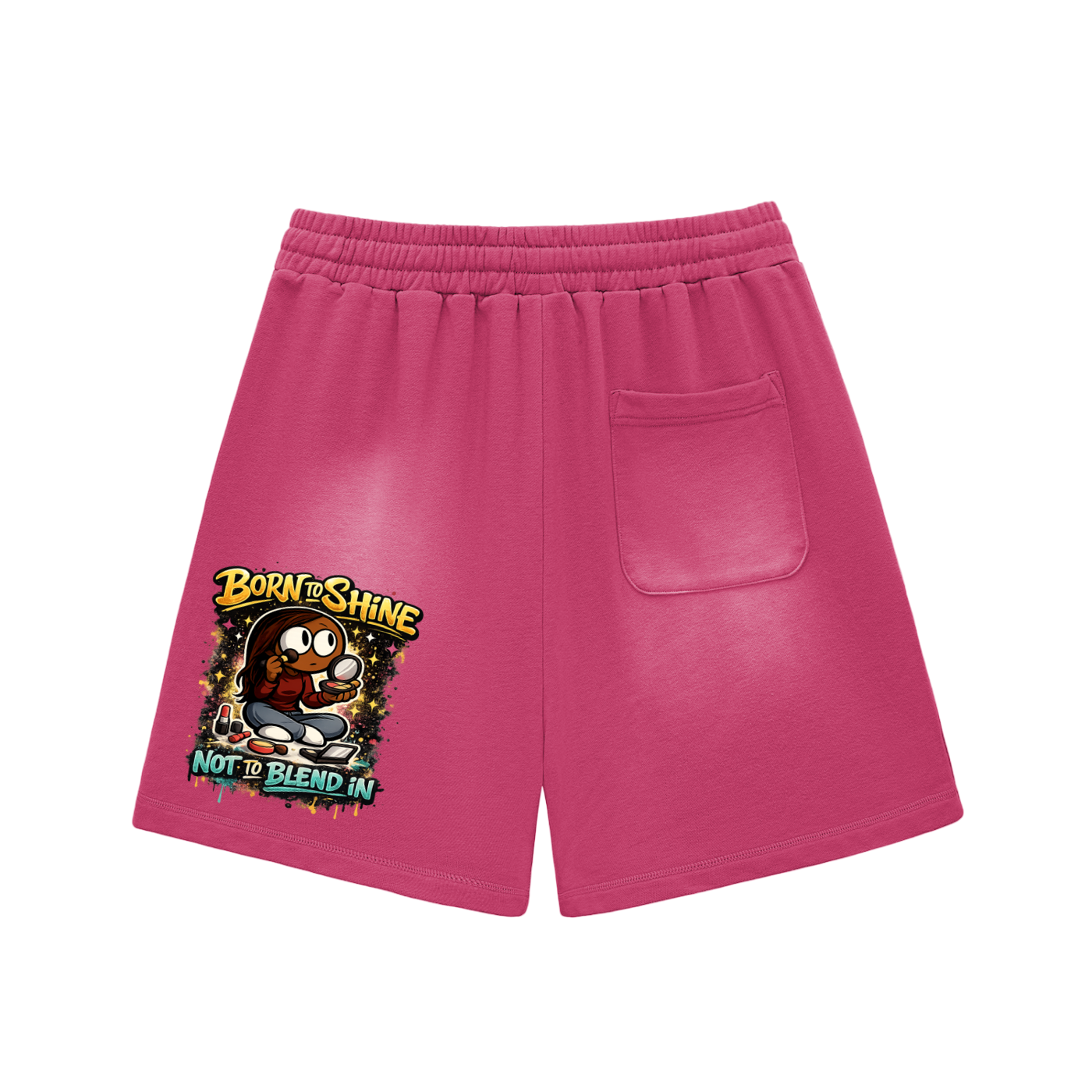 Glamour Sun Fade Raw Edge Cotton Shorts