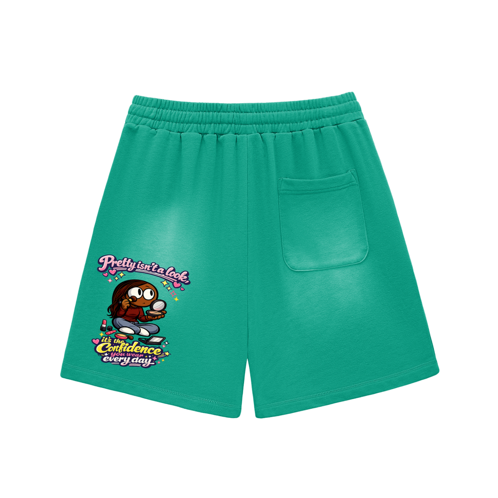 Glamour Sun Fade Raw Edge Cotton Shorts
