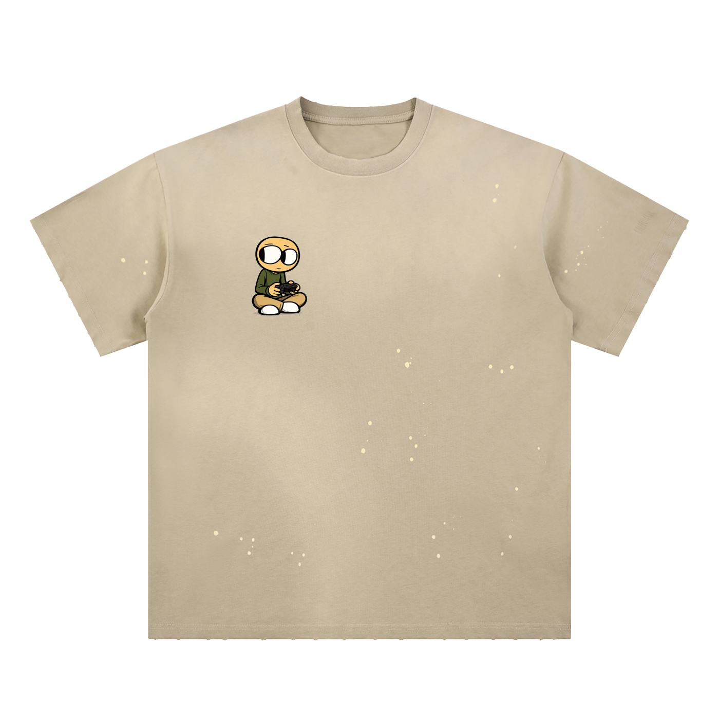 Gamer Hand-Frayed Sunfade Paint Splatter T-Shirt