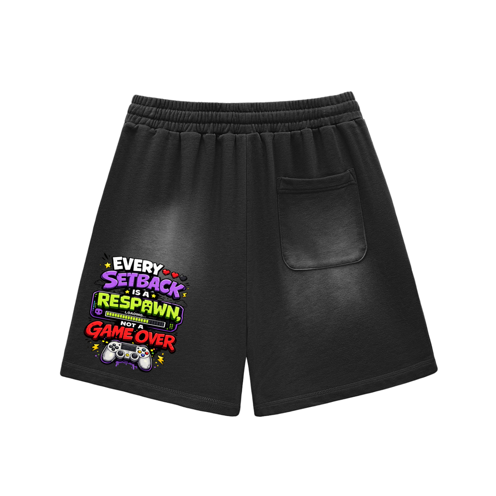 Gamer Sun Fade Raw Edge Cotton Shorts