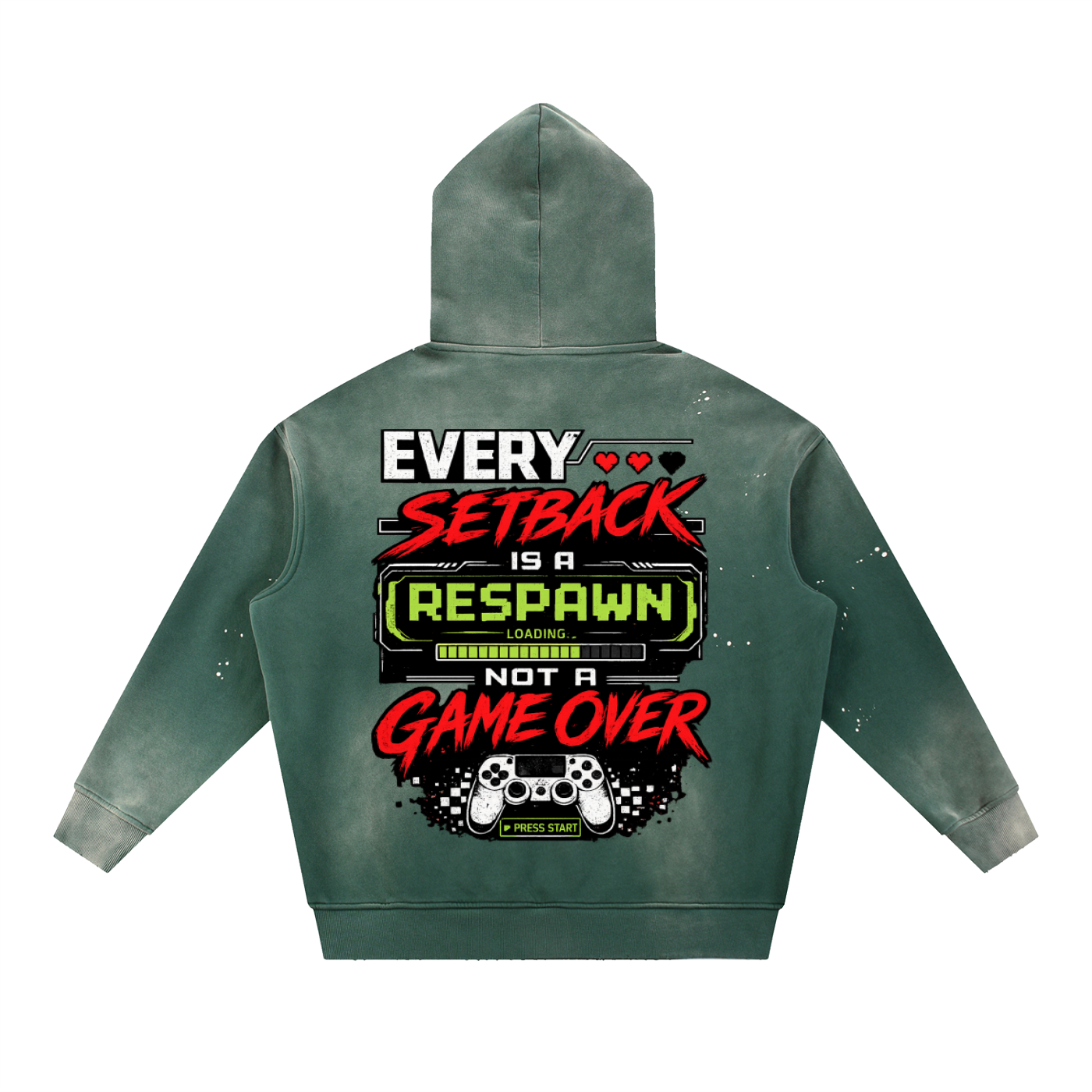 Gamer Vintage Washed Frayed Fleece Hoodie