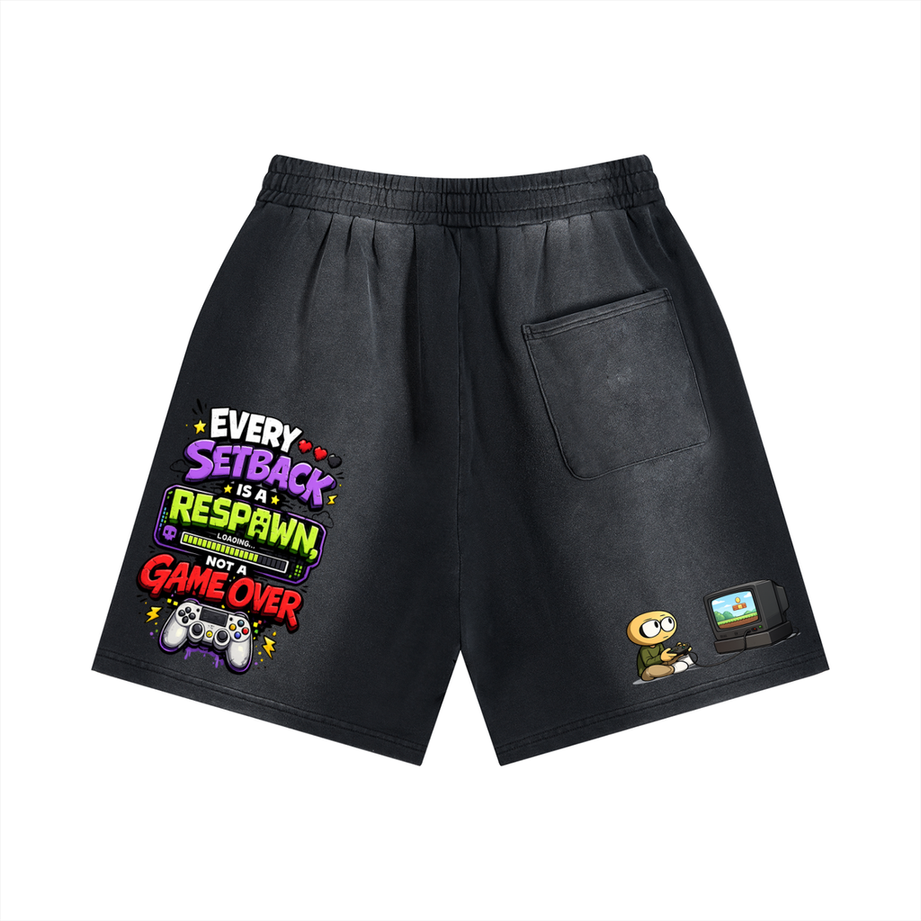 Gamer Sun Fade Distressed Shorts