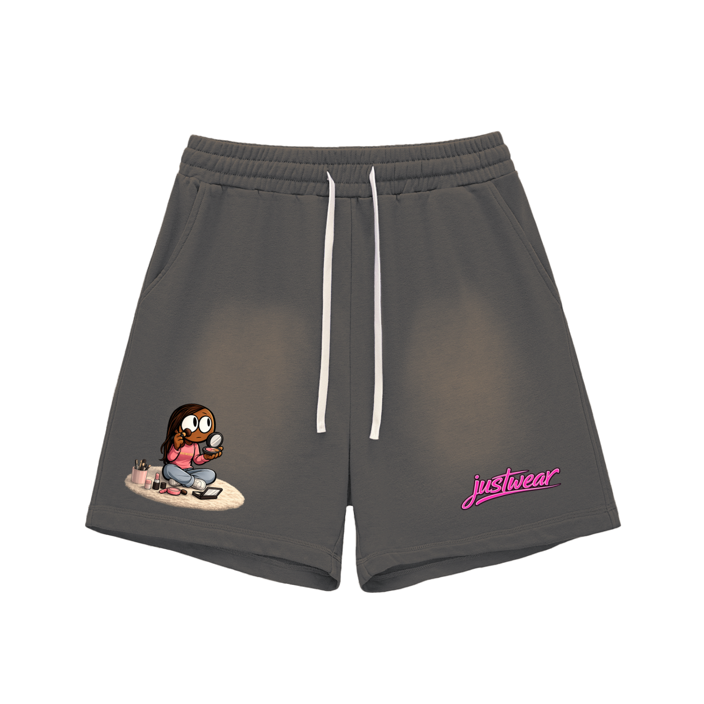 Glamour Sun Fade Raw Edge Cotton Shorts