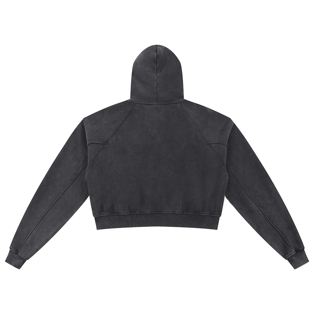 Glamour Snow Washed Cropped Hoodie