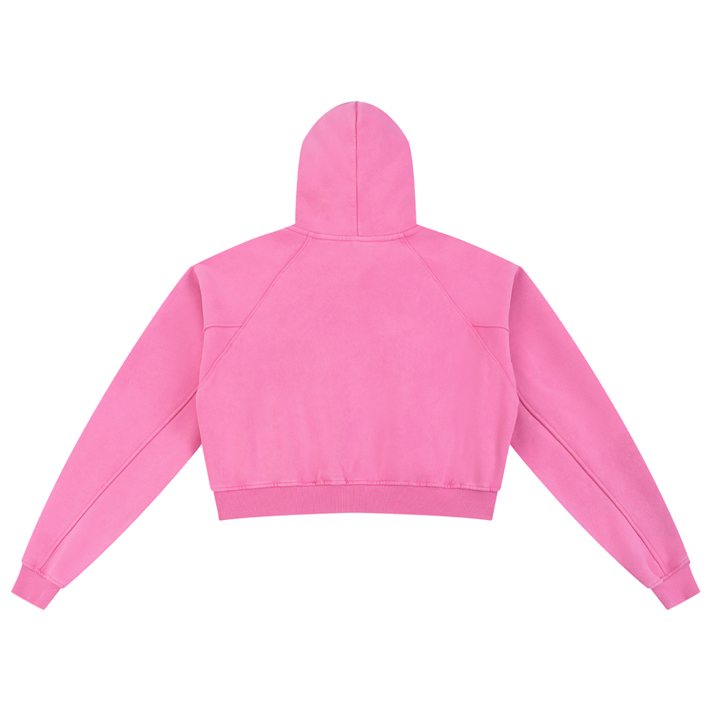 Glamour Snow Washed Cropped Hoodie