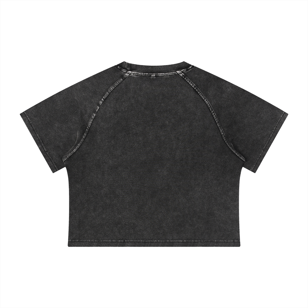 Glamour Women's Mineral Wash Raglan Crop T-Shirt