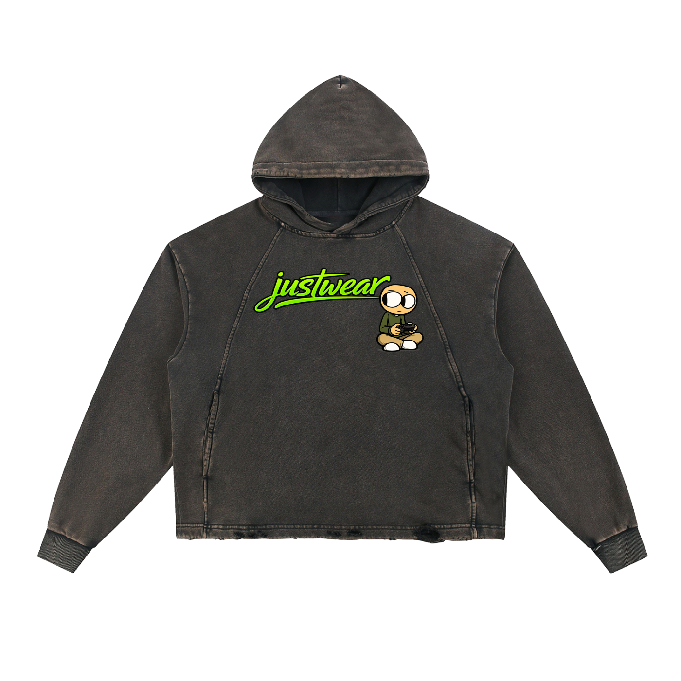 Gamer Vintage Washed Frayed-Hem Hoodie