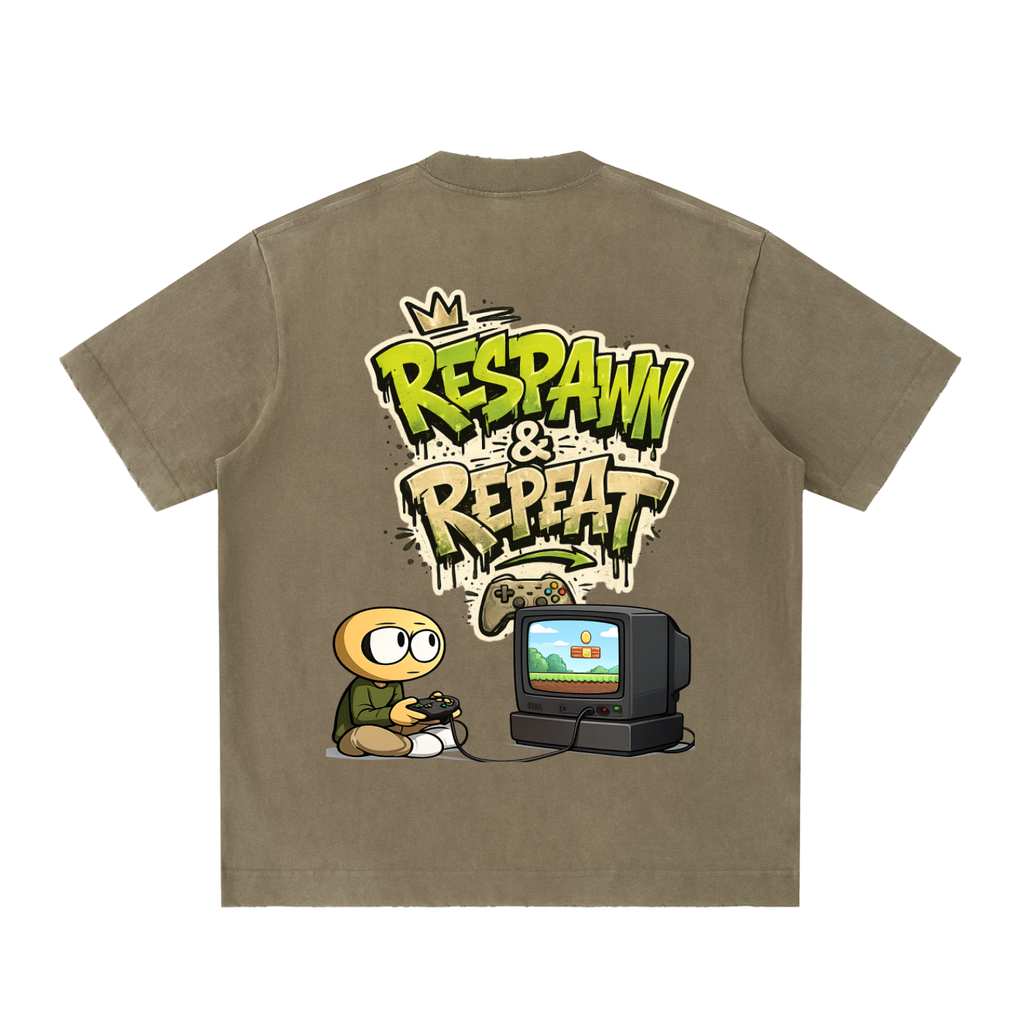 Gamer Heavyweight Vintage Washed Frayed T-Shirt