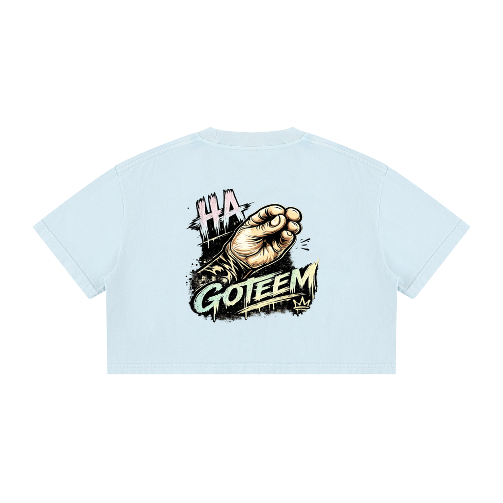 Goteem Women's Mineral Wash Cotton Crop T-Shirt
