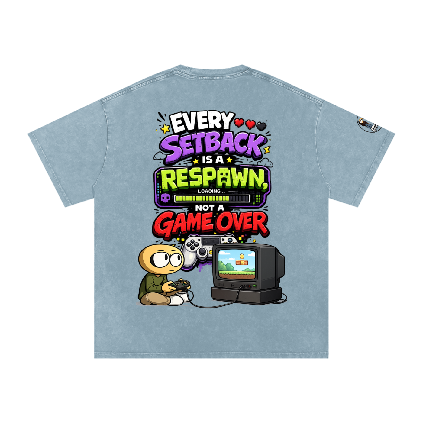 Gamer Snow Washed Oversized Cotton T-Shirt