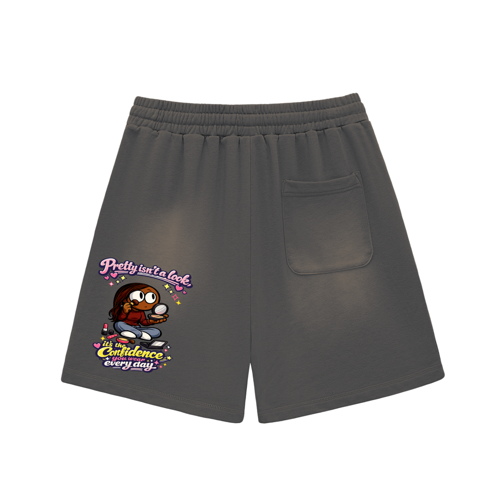 Glamour Sun Fade Raw Edge Cotton Shorts