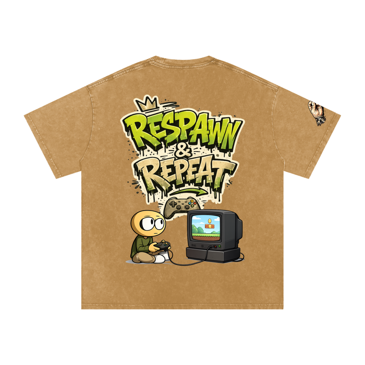 Gamer Snow Washed Oversized Cotton T-Shirt