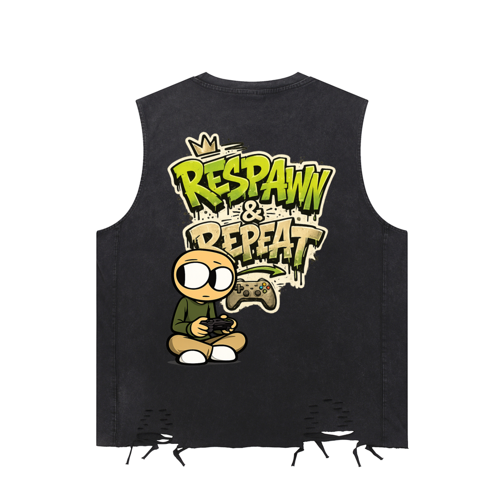 Gamer Snow Washed Raw-Hem Tank Top