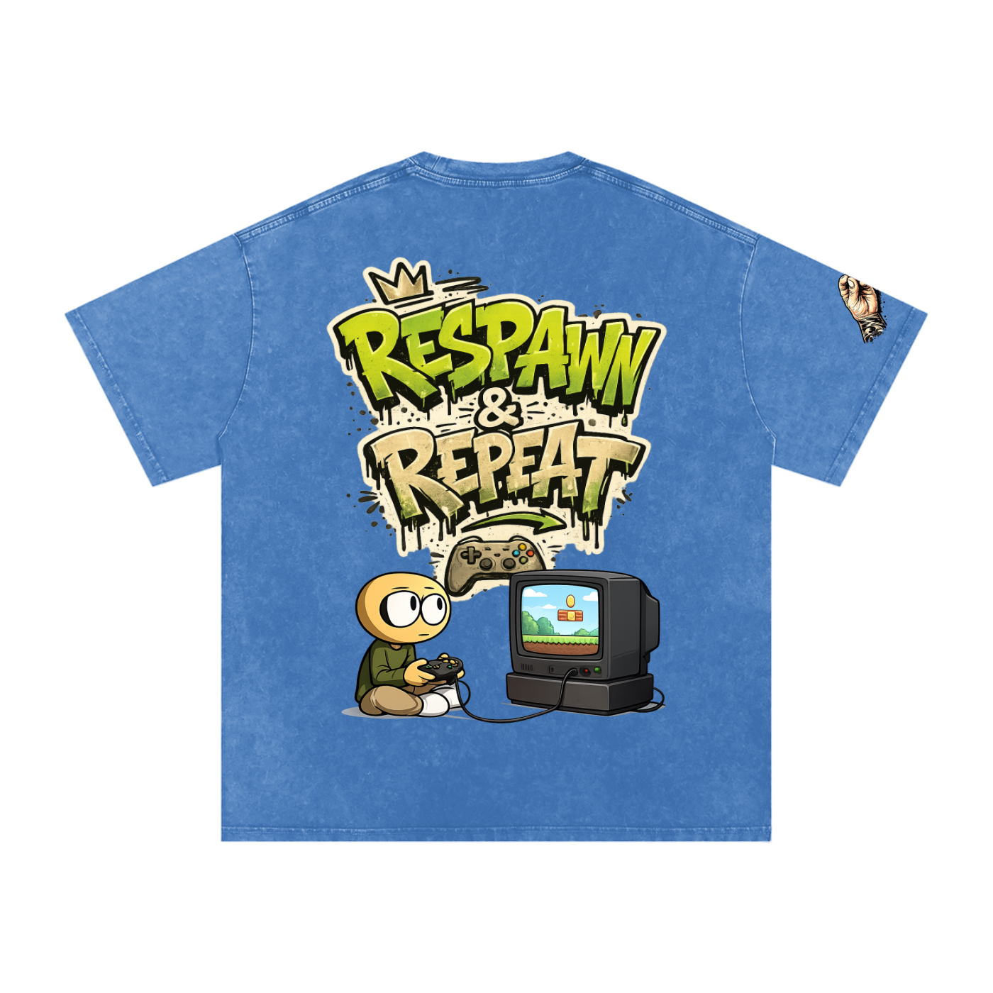 Gamer Snow Washed Oversized Cotton T-Shirt
