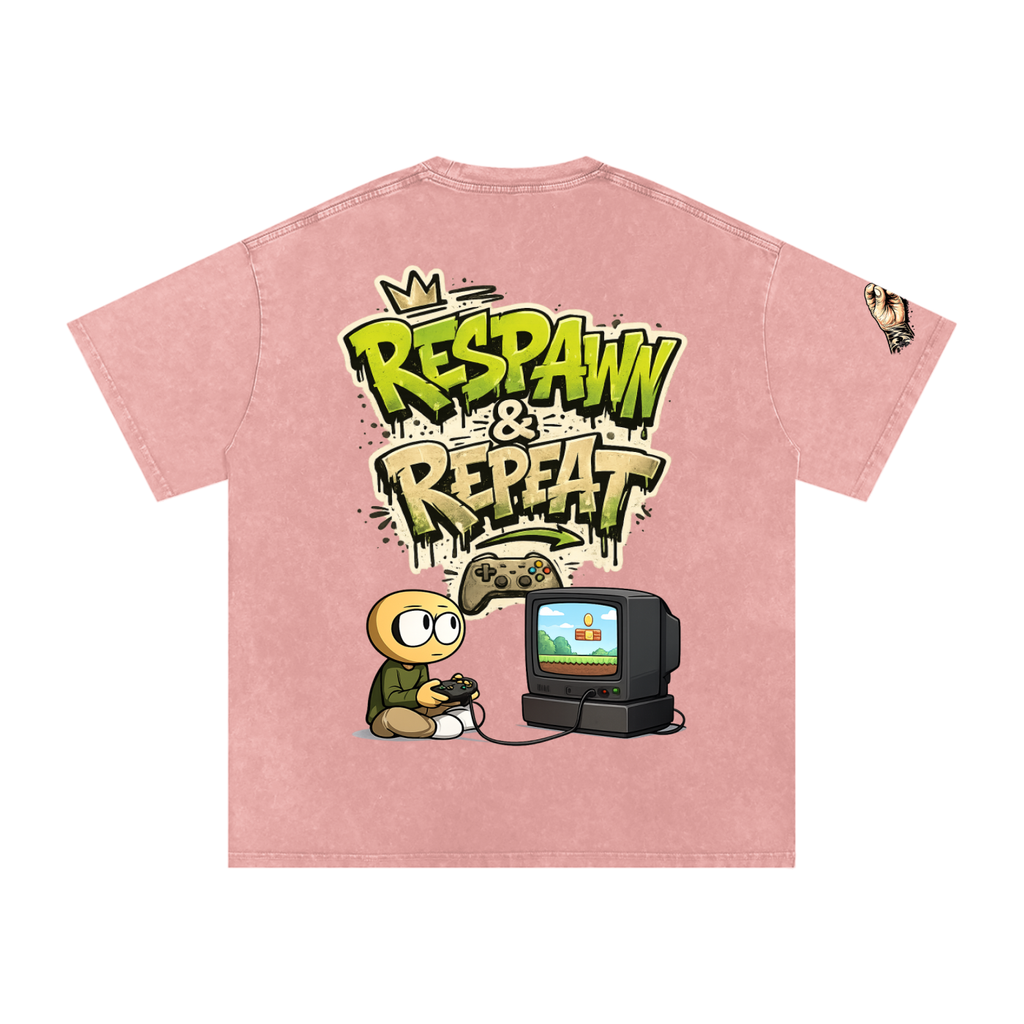 Gamer Snow Washed Oversized Cotton T-Shirt