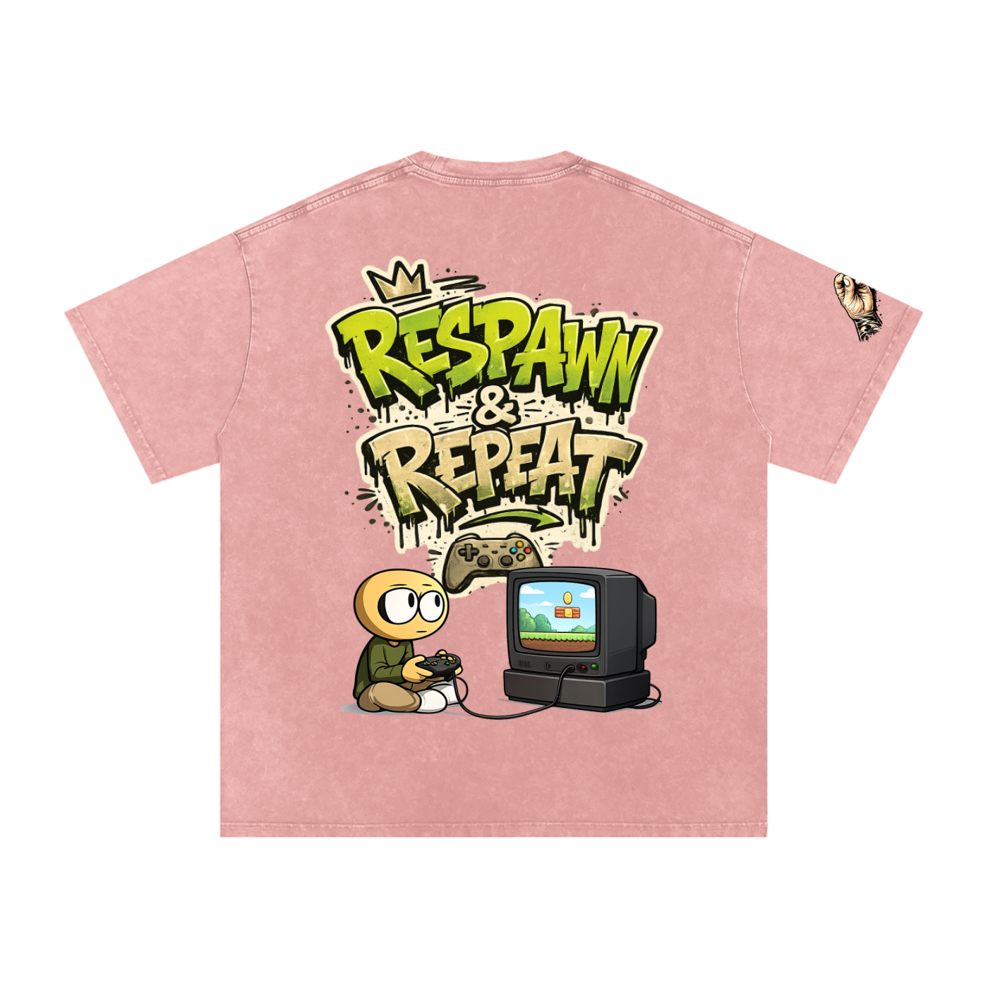 Gamer Snow Washed Oversized Cotton T-Shirt