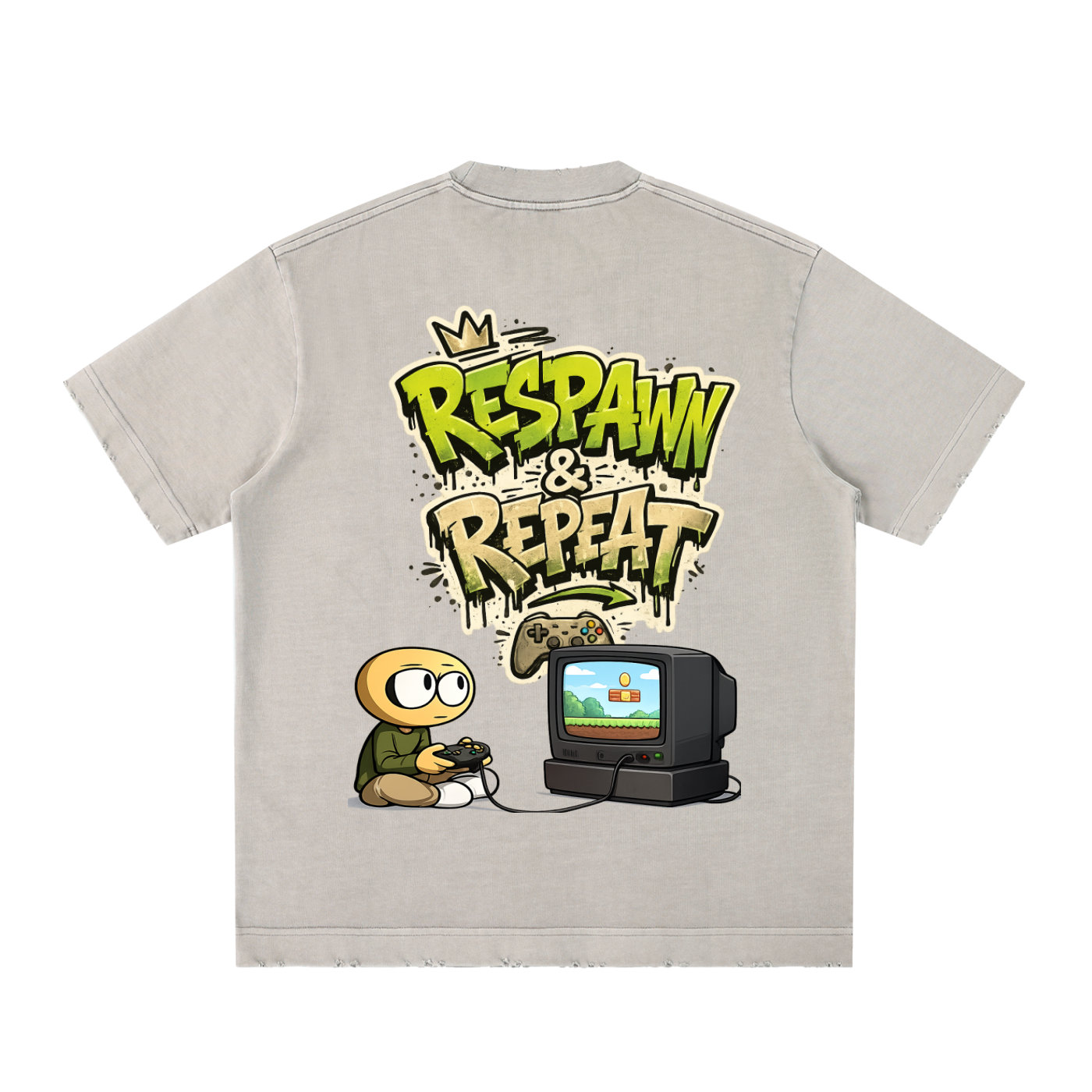 Gamer Heavyweight Vintage Washed Frayed T-Shirt